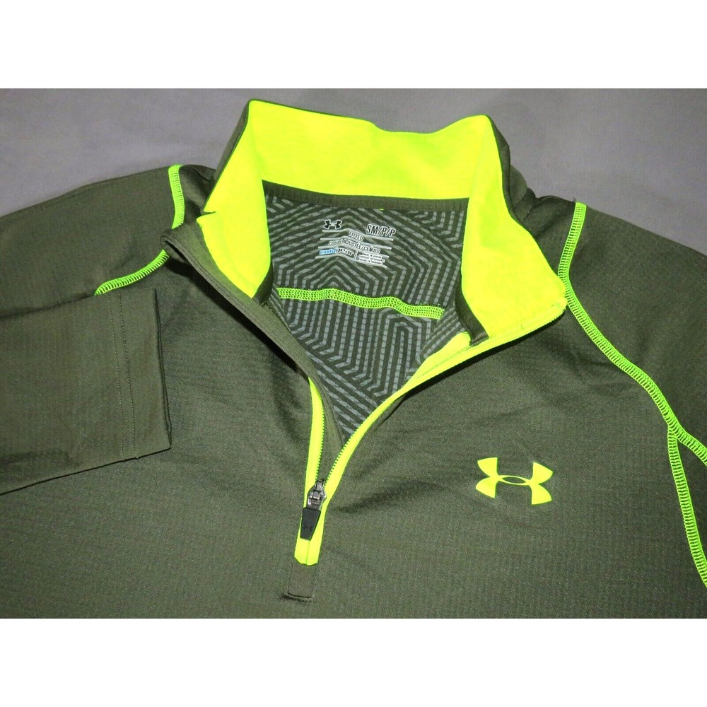 Men's‎ Under Armour Cold Gear Lined Dark Green 1/4 Zip Fitted Athletic Jacket SM